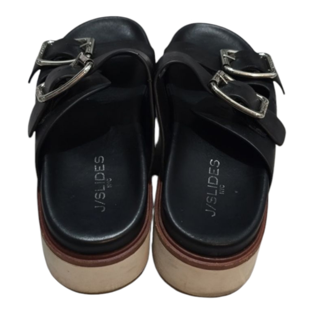 J Slides Black Platform Sandals with Buckle Detail Size 8 - Picture 4 of 7